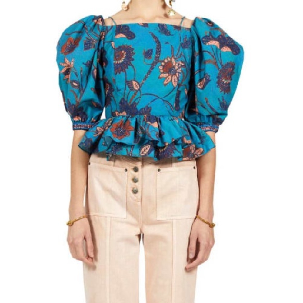 Ulla Johnson Carlotta Blouse Lagoon Size 6